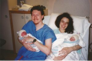 T.R. and Angie with twin daughters at birth
